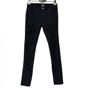 Tripp NYC Women’s Black Distressed Lowrise Skinny Jeans Sz 5/27